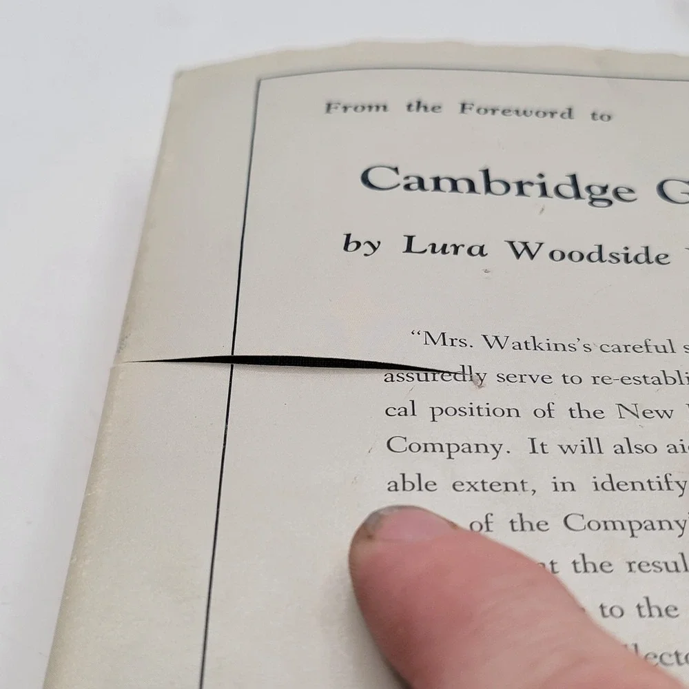 Lura Woodside Watkins Cambridge Glass 1818 to 1888 Hardcover Bramhall House GOOD